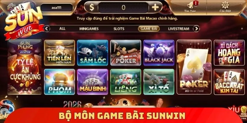 Bộ môn Game bài Sunwin