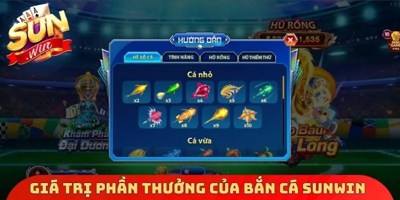 Giá trị phần thưởng của bắn cá Sunwin