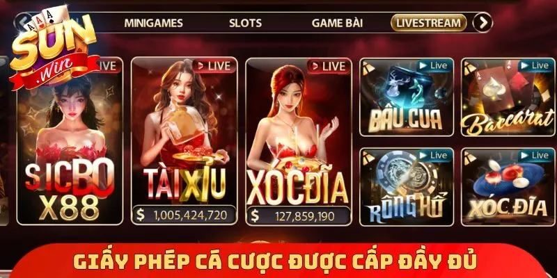 Giấy phép cá cược được cấp đầy đủ