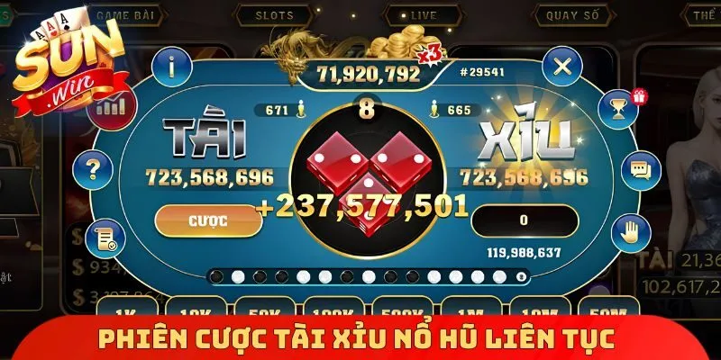Phiên cược Tài Xỉu Nổ Hũ liên tục