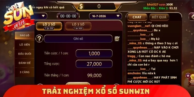 Trải nghiệm xổ số Sunwin