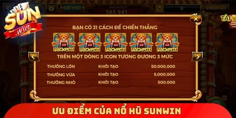 Ưu điểm của nổ hũ Sunwin